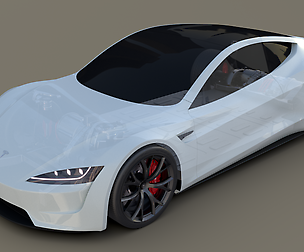Tesla Roadster White with Chassis