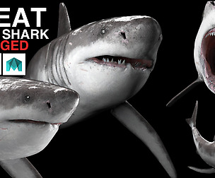 Great White Shark Low-poly 3D model rigged