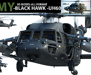 army UH 60 black hawk helicopter 3D model