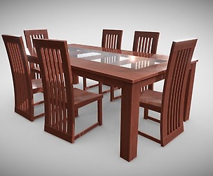 Wooden Glass Dining Table and Chairs