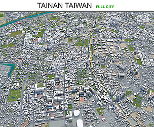 Tainan city Taiwan 3d model 50km