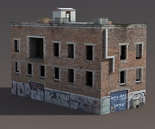 Old Factory Ruin Low Poly 3d Model