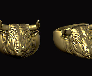 Bull Head Ring 3D print model