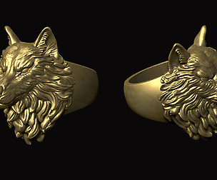 Wolf Head Ring 3D print model
