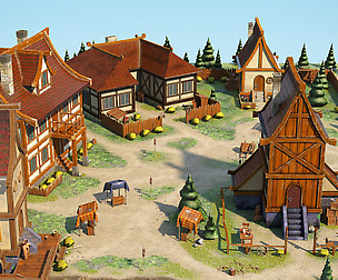 Top-Down Stylized Village