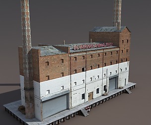 Abandoned Old Factory Low Poly 3d Model