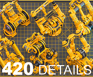 Sci-Fi Hard Surface Mechanical KITBASH 420 DETAILS