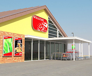 Super Market Building With Parking Space
