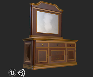 Vintage Furniture Dressing Table PBR Game Ready