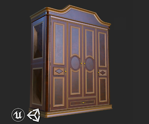 Vintage Furniture Wardrobe PBR Game Ready