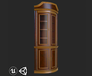 Vintage Furniture Bookcase PBR Game Ready