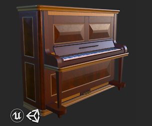 Vintage Furniture Piano PBR Game Ready