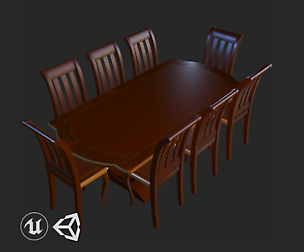 Vintage Furniture Dining Table PBR Game Ready