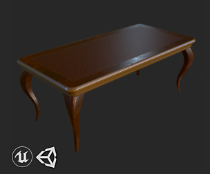 Vintage Furniture Coffee Table PBR Game Ready