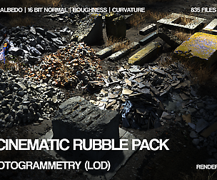8k Rubble 21 assets pack | Cinematic LOD | 32 bit