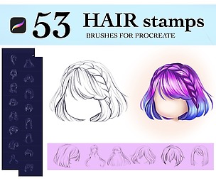 Chibi Hair Stamps Procreate Brushes