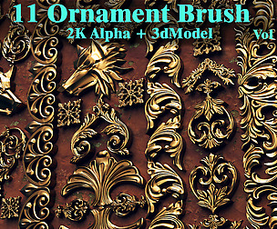 11 Free Ornament Brush & Alpha & 3dModel