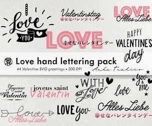 Freebie Love hand lettering pack SVG Set 300 DPI Printable Instant Download