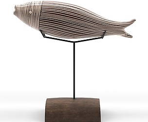 Fish wooden painted decoration 3D model