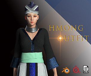 3D Hmong Female Outfit