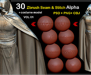 30 zbrush seam and stitch alpha