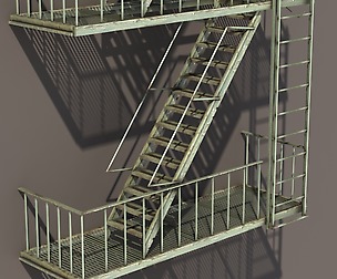 Fire Escape Stairs Low Poly