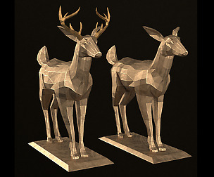 low poly Sculpture set 01-deer