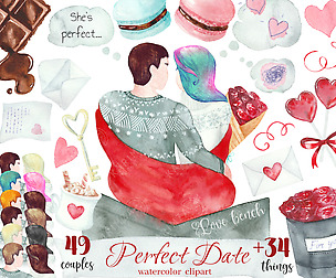 Couple clipart, Watercolor couple png
