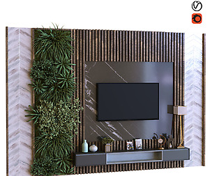 tv wall set 011 green wall