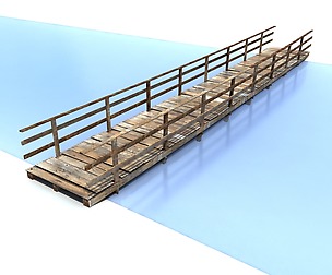 Low Poly Old Wooden Bridge