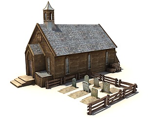 Low Poly Wild West Church