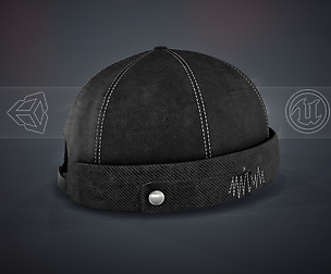 Full Black Jeans Brimless Cap