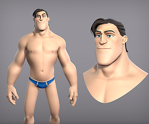 Cartoon male character Curtis base mesh