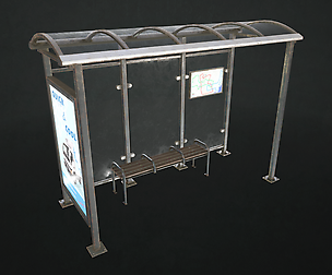 Bus Stop Shelter - Low Poly
