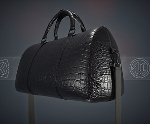 Black Leather Bag With Strip