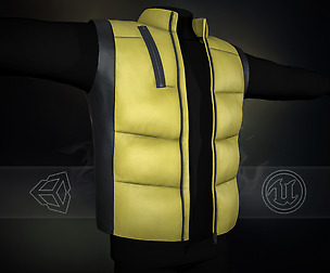 Black And Yellow Puffer Vest