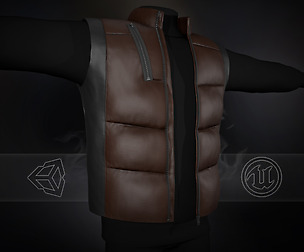 Black And Brown Puffer Vest