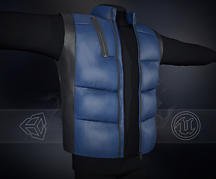 Black And Blue Puffer Vest