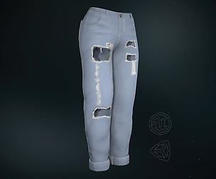 Blue Ripped Jeans Women