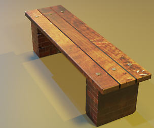 Street bench Low-poly 3D model