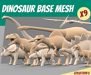 Dinosaur Blockout Basemesh Collection
