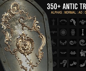 350+ ANTIC Tracery Alphas : Normal : AO : Displace
