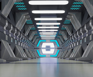 Space Station corridors, sites, sci-fi scenes