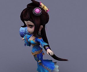beautiful girl blue cartoon
