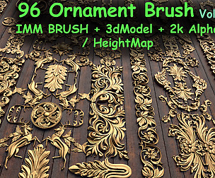 Fred's 96 Ornament Brush & 3dModel & ALpha