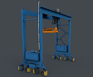 PBR Rubber Tyred Gantry Crane RTG V1 - Blue Light