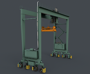 PBR Rubber Tyred Gantry Crane RTG V1 - Green Light