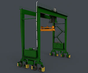 PBR Rubber Tyred Gantry Crane RTG V1 - Green