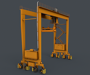 PBR Rubber Tyred Gantry Crane RTG V1 - Yellow Dark