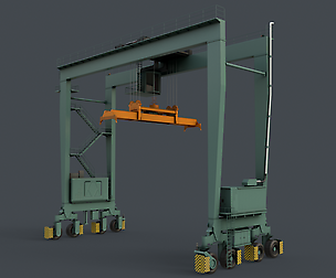 PBR Rubber Tyred Gantry Crane RTG V2 - Green Light